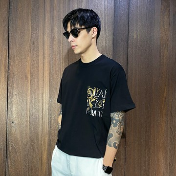 美國百分百【全新真品】Versace Jeans 凡賽斯 短袖 棉質 T恤 VJ 上衣 LOGO 短T 黑色 CH78