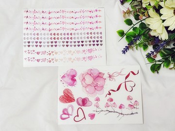 情人節心形線條和裝飾貼紙 2MIX - PET（菲利普商店）