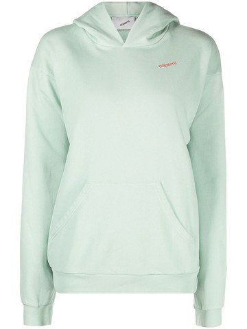 Coperni - logo-print hoodie - women - Cotton - L - Green