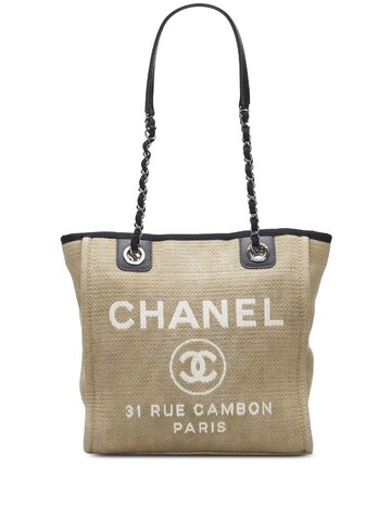 CHANEL Pre-Owned - 2012 Deauville tote bag - women - Canvas - One Size - Neutrals