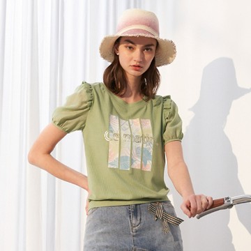 CLL巧玲瓏 清新多彩葉子波浪袖上衣 2333706