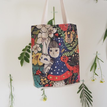 美妙小森林包子小姐購物袋棉麻單肩背包可愛植物系小提包環保袋