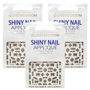 GLOSSYBLOSSOM 復古典雅光澤美甲貼  蝴蝶結  3個