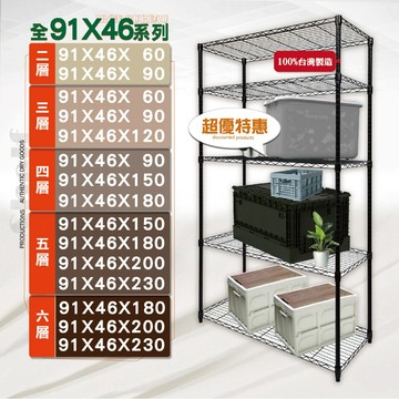 【鐵物局】"免運費"MIT經典91X46全系列-二三四五六層架(電鍍銀/烤漆黑/白-收納架 波浪架 置物架 鐵力士架)