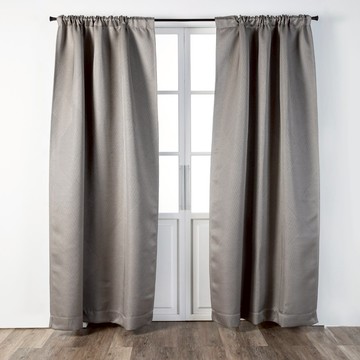 HOLA 和樂家居 伊登三明治遮光幾何緹花落地窗簾  礫石灰  270 x 230cm