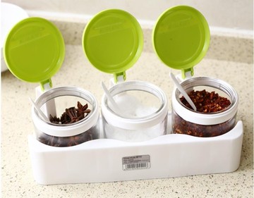 調味罐 茶花調料盒廚房調味罐玻璃調味盒調料罐套裝家用鹽罐調料瓶調味瓶    瑪麗蘇