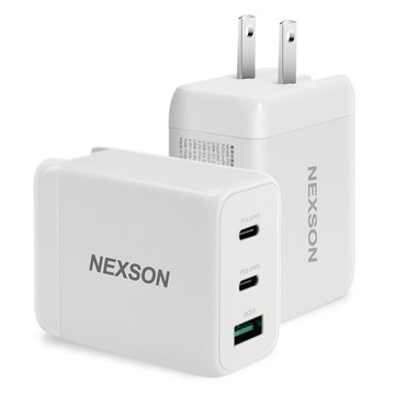 nexsongan迷你65w氮化鎵pd3.0+qc3.0筆電平板手機共用2c1a快充充電器-白色