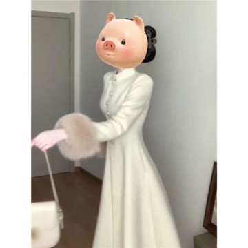 (免運)法式氣質設計感中長款收腰毛毛袖大衣女款秋冬要穿新衣服毛呢外套