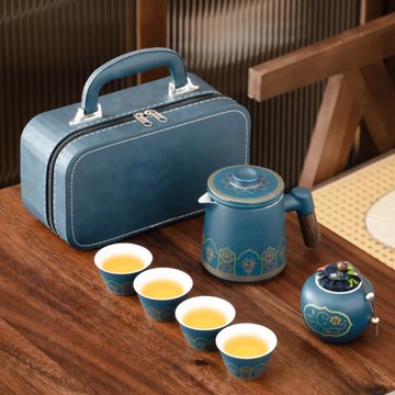 高級輕奢辦公古韻套杯茶具隨身露營陶瓷泡茶壺便攜功夫套裝可定印