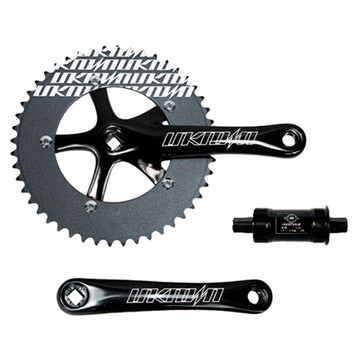 UNKNOWN 基本款 48齒 齒盤曲柄組 方孔中軸 自行車套組  黑色的  1個