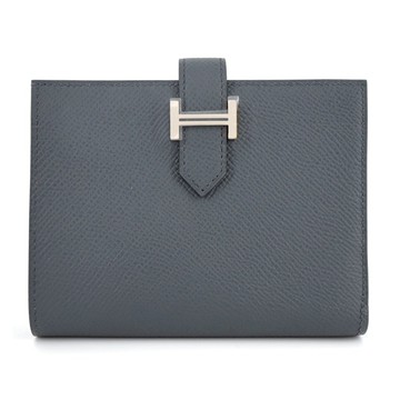 [平輸版] Hermes 愛馬仕 Bearn Compact wallet 經典H穿釦防刮中夾(H0霧霾灰/銀釦)