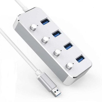 帶開關電源usb3.0高速分線器一拖四轉接頭hub集線器擴展器筆記本