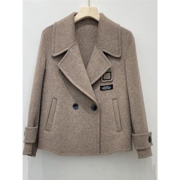 短款兔絨桑蠶絲雙面羊絨大衣女韓版寬松小個子羊毛呢子外套寬松秋