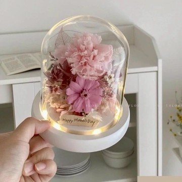 【Flora Flower】迷你款永生花夜燈-康乃馨 甜蜜粉