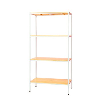 【Y HOUSE】90x45x180公分 松木四層收納層架 置物架 鐵架-烤漆白原木