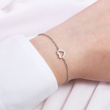 浪漫戀心 美鑽款 925純銀 鍍金手鍊 白K金色 女生手鍊