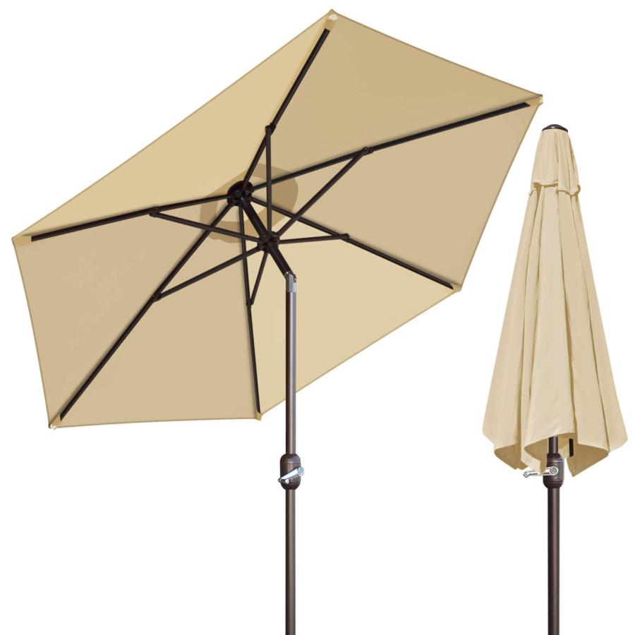 BenefitUSA 7.5' Round Patio Umbrella Garden Parasol Market Outdoor Sunshade with Tilt and Crank(Base Not Included) (Beige)