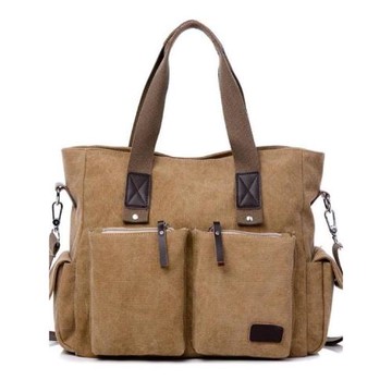 2018新款帆布男包包橫款手提包韓版休閑單肩斜跨包公文包旅行潮包