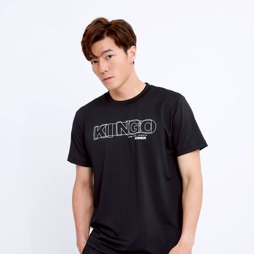 KINGO男款｜透氣系列｜黑色鳥眼印花T恤411622｜官方直營