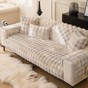 好物良品 聖托里尼 雙色扎染輕奢高密度毛絨保暖沙發墊  1人(90 x 90cm)  灰色