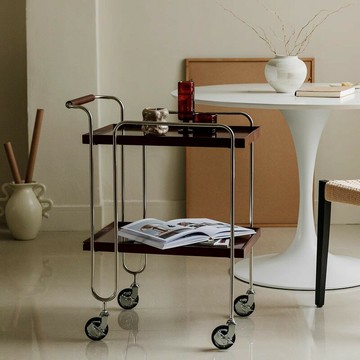 熱銷日式復古實木小推車客廳不銹鋼輕奢餐車家用網紅置物架可移動邊幾