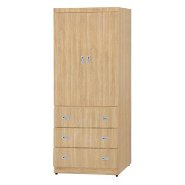 文創集 包爾2.7尺二門三抽衣櫃(三色可選)-81x58x200cm免組