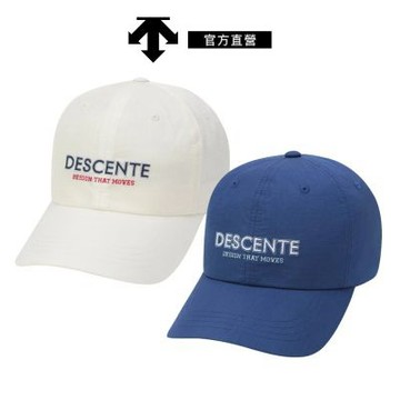 【DESCENTE】迪桑特 中性 質感文字平織輕量運動帽 棒球帽(藍色/白色)