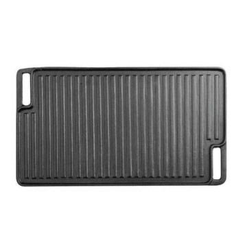 廠家直銷戶外鑄鐵煎鍋烤盤無涂層長方形雙面鐵板雙耳煎盤野營露營