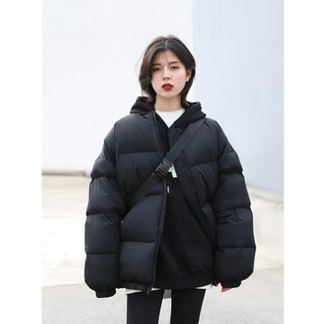 CV大碼女裝 街頭風休閑黑色90白鴨絨羽絨服女冬季加厚保暖面包服