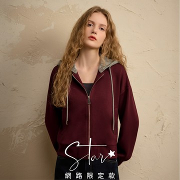 SO NICE 撞色落肩可拆式連帽空氣棉外套｜米/黑/暗紅｜STAR｜都會時尚女裝【2554F024】