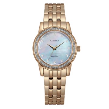 CITIZEN星辰-LADY-S女錶Swarovski白蝶貝面板鑽石錶31mm-EM0773-54D