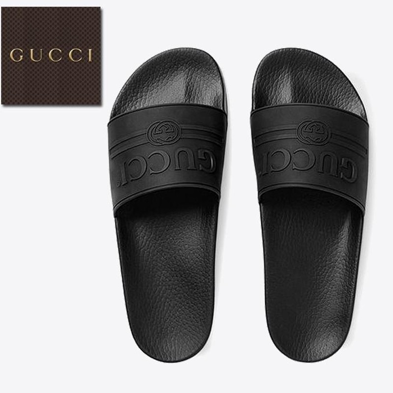 グッチ GUCCI ロゴ ラバー スライドシャワーサンダル ブラック