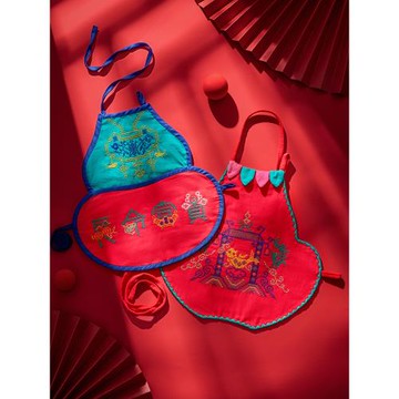 王的手創 刺繡手工diy材料包非遺挑花幼兒純棉肚兜國風周歲禮物