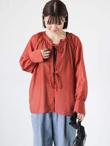 2WAY前後兩穿微透膚綁帶襯衫(FD43L0A0280) - Lugnoncure