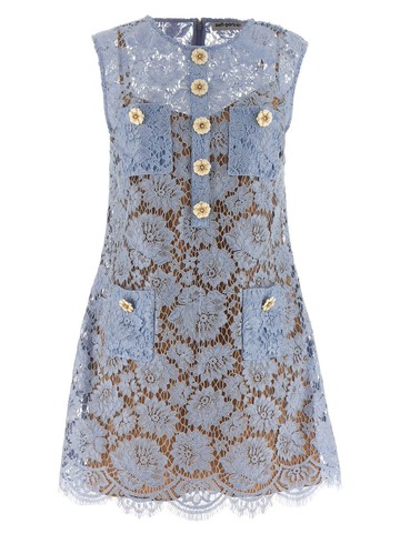 Self-Portrait 'Blue Fine Lace Mini' Dress