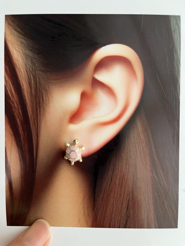 可愛粉色海龜不鏽鋼小巧耳釘