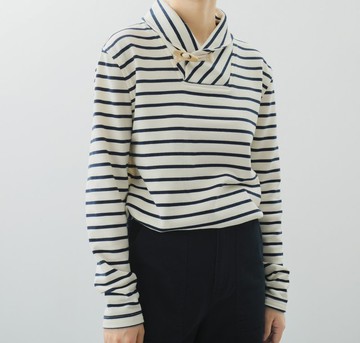 【青果領】法式復古/海軍風條紋/針織衛衣