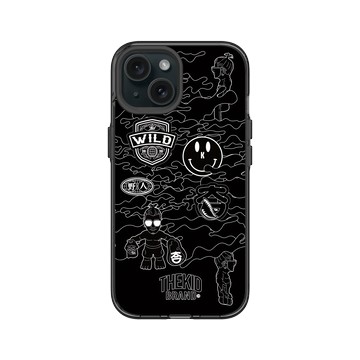 iPhone 15 Clear 酷墨灰 - KID - 黑色線框迷彩