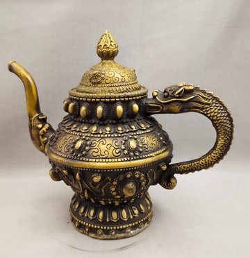 銅器純銅壺黃銅壺龍紋點點壺銅茶壺家居裝飾工藝品擺件