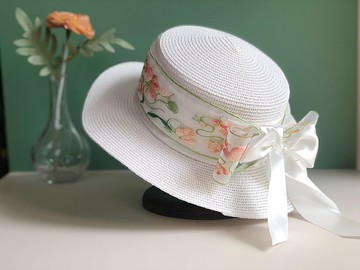 原創白色唯美水墨風帽子