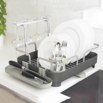 【Umbra】Holster瀝水餐具碗盤瀝水架(昏灰42.1cm) | 碗盤收納架