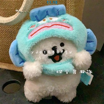 毛絨卡通公仔鑰匙扣掛飾禮物可愛頭套線條小狗掛件高顏值玩偶變裝 可愛背包掛飾 鑰匙吊墜 包包掛件 吊飾