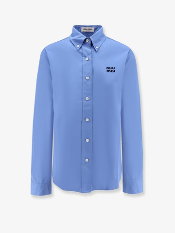 Cotton popeline shirt with logo embroidery - MIU MIU - gender_Woman