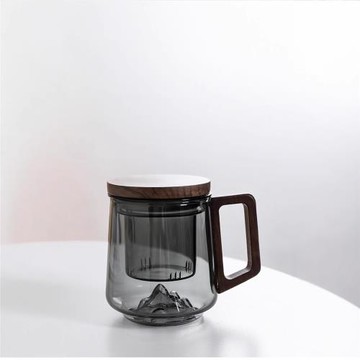 耐熱玻璃茶杯茶水分離辦公杯日式個人會客水杯子辦公室泡茶杯