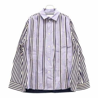 sacai サカイ ストライプシャツ ジャケット ブルー 24AW