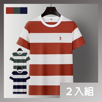 【CS22】經典潮流條紋圓領短袖T恤(M-3XL) -2入