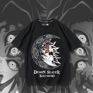 動漫聯名T恤十二鬼月黑死牟周邊衣服日系二次元短袖男女2023夏季