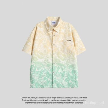 臺灣出貨 M-8XL 夏季胖子大碼防曬衣 男生翻領襯衫 潮牌花色戶外外套 輕薄透氣時尚寬鬆 沙灘襯衫 海邊度假襯衫 加大