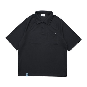 KAIKAI - Fearless - 金屬標空氣網眼插肩袖Polo衫 - 深灰