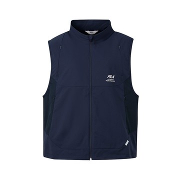 FILA 男防潑水可收納背心外套-丈青 1VEA-1106-NV